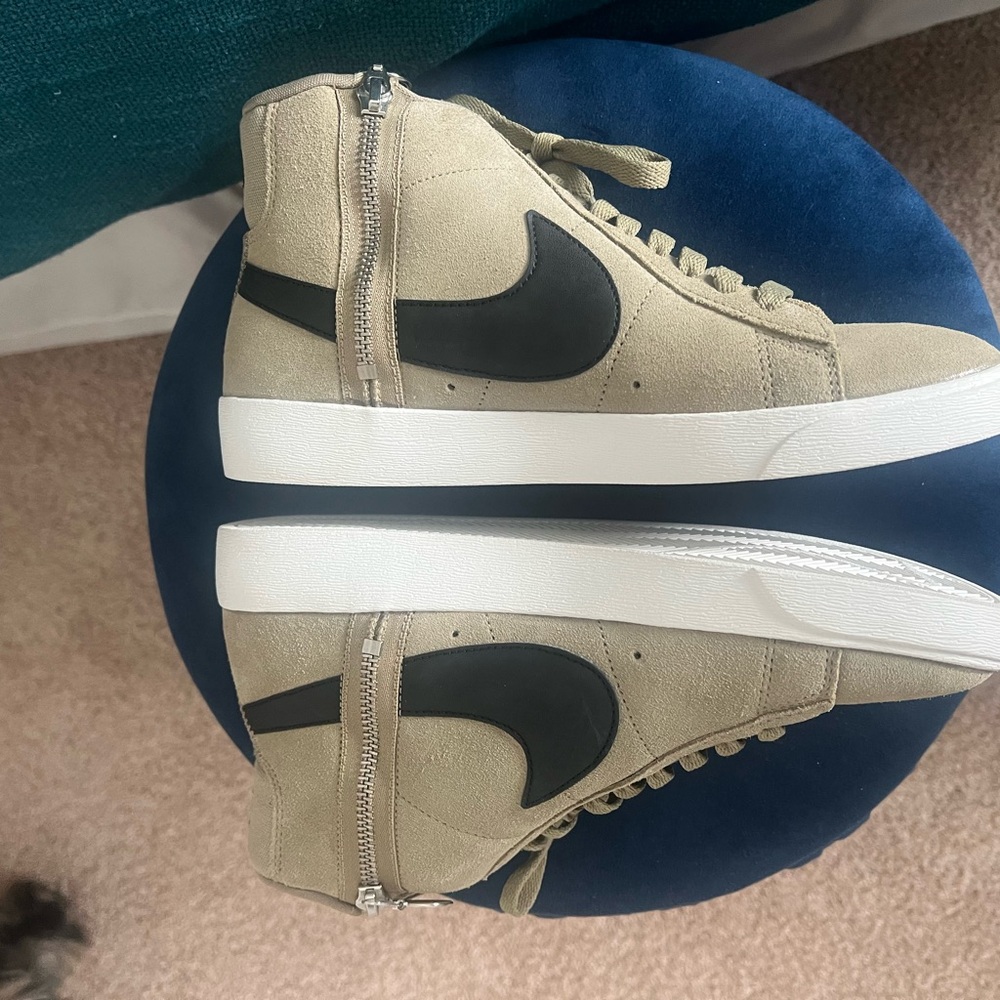 Nike Womens High-Top Suede Sneakers in Olive Green
